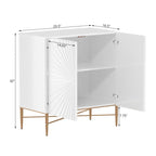 Meuble de Rangement Multimédia Vintage 2 Portes avec Motif Géométrique, 76 cm
