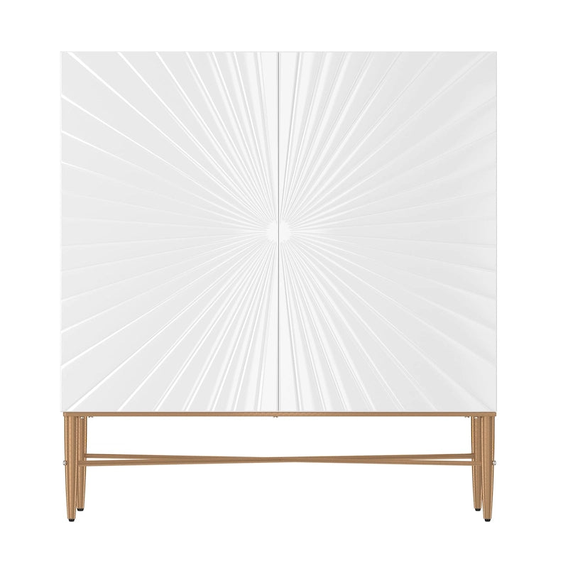 Meuble de Rangement Multimédia Vintage 2 Portes avec Motif Géométrique, 76 cm