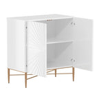 Meuble de Rangement Multimédia Vintage 2 Portes avec Motif Géométrique, 76 cm