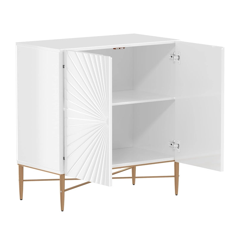 Meuble de Rangement Multimédia Vintage 2 Portes avec Motif Géométrique, 76 cm