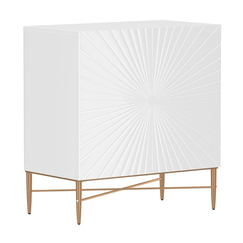 Meuble de Rangement Multimédia Vintage 2 Portes avec Motif Géométrique, 76 cm