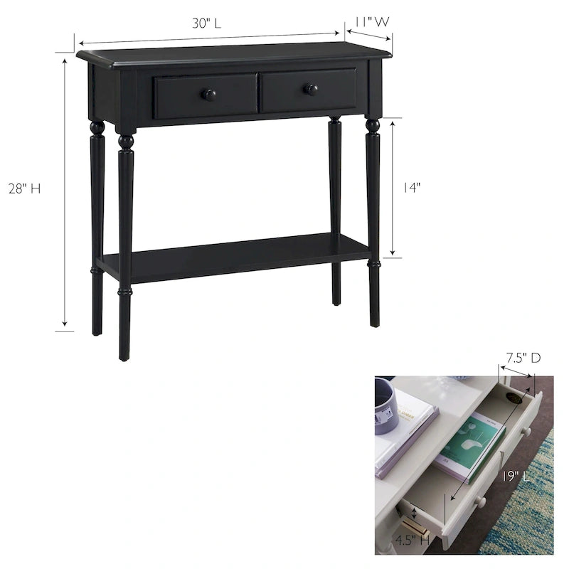 Console étroite de couloir/table de canapé à un tiroir Coastal