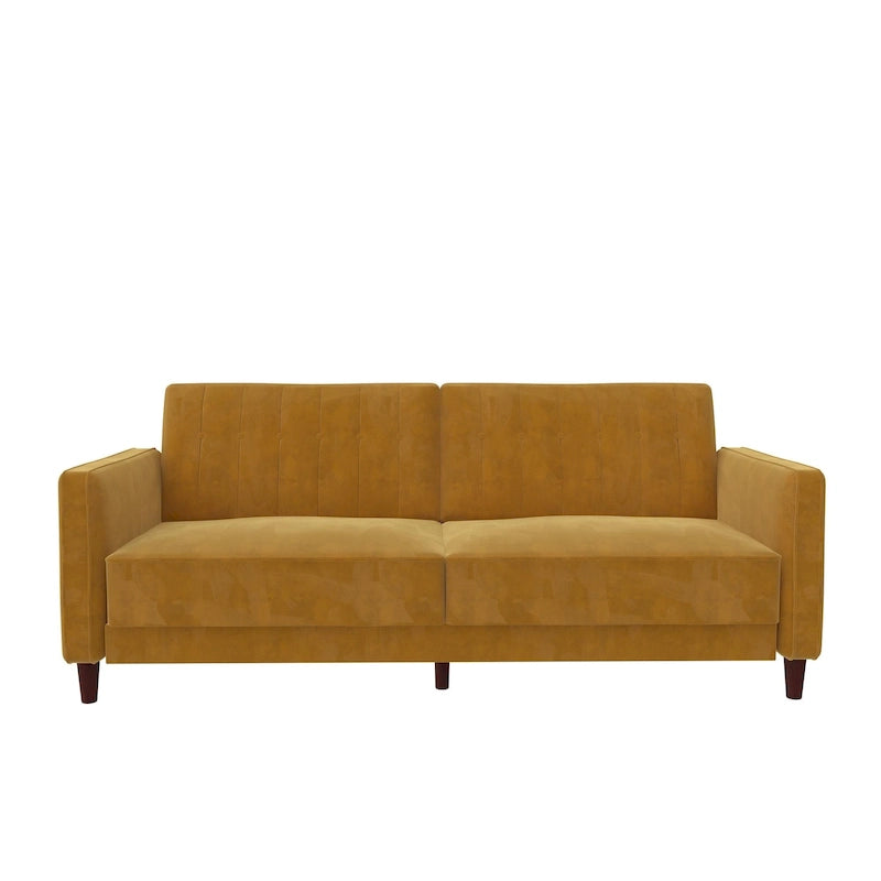Canapé-lit futon de transition tufté Ivy – Canapé-lit convertible en velours, dossier inclinable séparé, 3 places