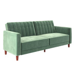 Canapé-lit futon de transition tufté Ivy – Canapé-lit convertible en velours, dossier inclinable séparé, 3 places