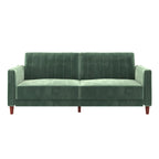 Canapé-lit futon de transition tufté Ivy – Canapé-lit convertible en velours, dossier inclinable séparé, 3 places