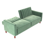 Canapé-lit futon de transition tufté Ivy – Canapé-lit convertible en velours, dossier inclinable séparé, 3 places