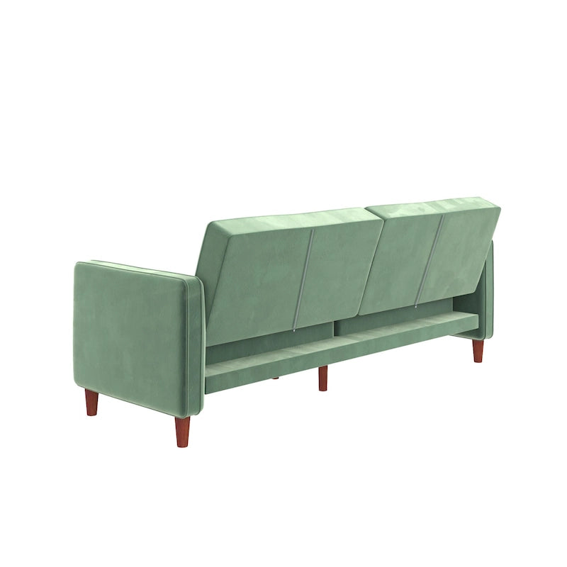 Canapé-lit futon de transition tufté Ivy – Canapé-lit convertible en velours, dossier inclinable séparé, 3 places