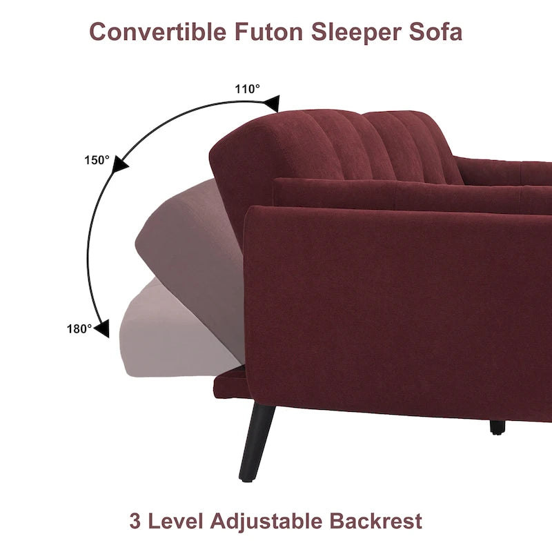 Canapé-lit futon convertible moderne avec dossier réglable