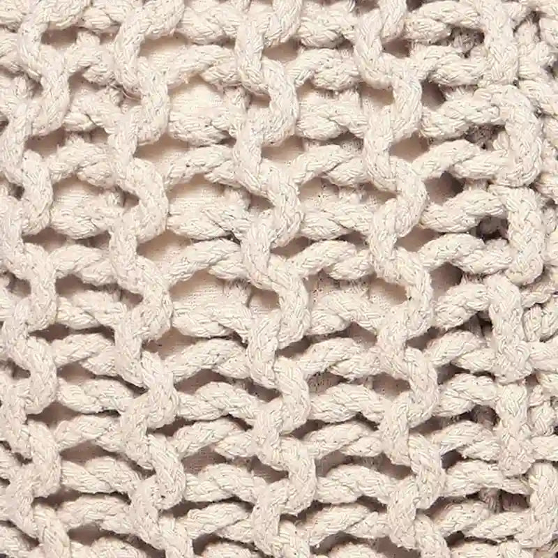 Pouf Tricoté à la Main Coton Corde Tressée Tressage Câble Ottomane - Repose-Pieds - Siège d'Appoint Meuble Pouf - Salon Enfants - 18x18x14