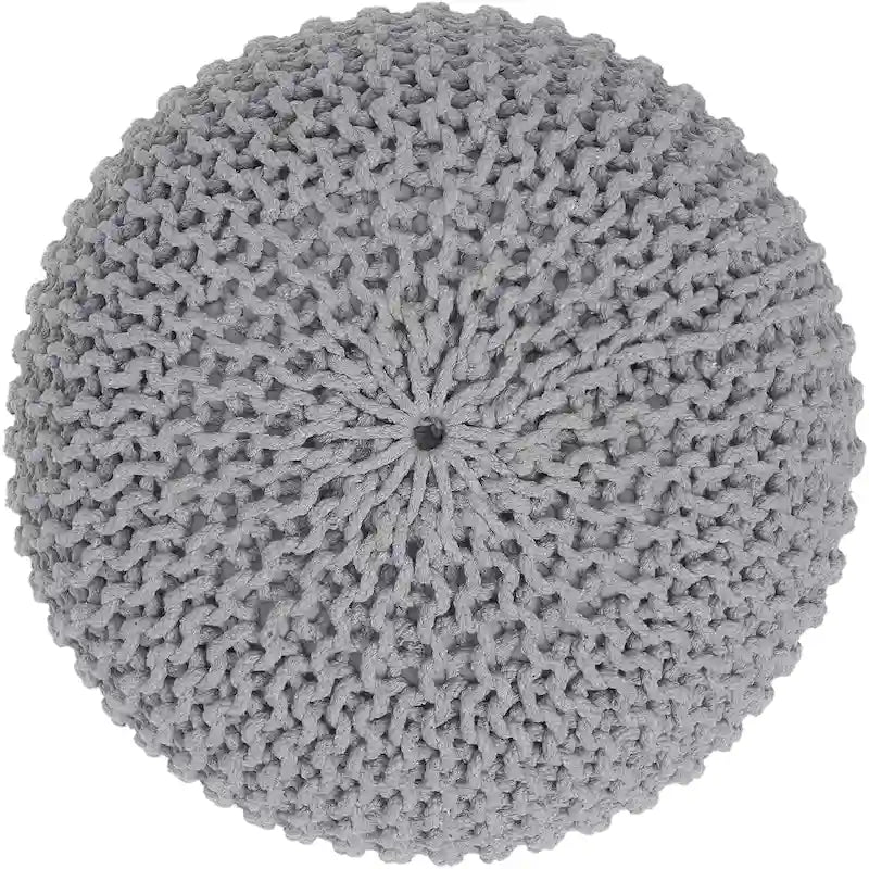 Pouf Tricoté à la Main Coton Corde Tressée Tressage Câble Ottomane - Repose-Pieds - Siège d'Appoint Meuble Pouf - Salon Enfants - 18x18x14
