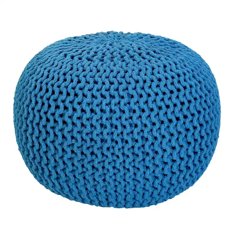 Pouf Tricoté à la Main Coton Corde Tressée Tressage Câble Ottomane - Repose-Pieds - Siège d'Appoint Meuble Pouf - Salon Enfants - 18x18x14