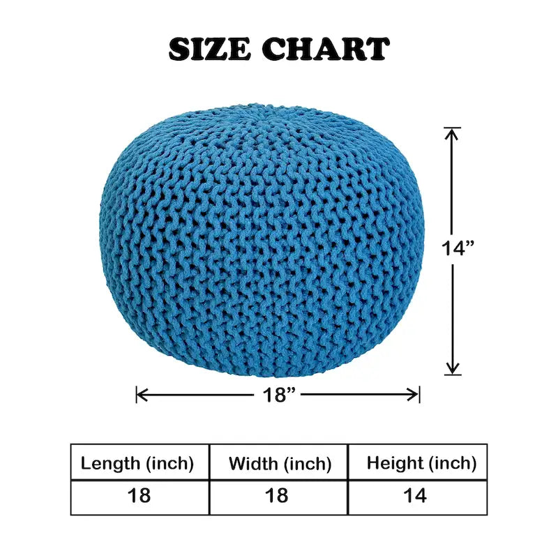 Pouf Tricoté à la Main Coton Corde Tressée Tressage Câble Ottomane - Repose-Pieds - Siège d'Appoint Meuble Pouf - Salon Enfants - 18x18x14