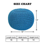 Pouf Tricoté à la Main Coton Corde Tressée Tressage Câble Ottomane - Repose-Pieds - Siège d'Appoint Meuble Pouf - Salon Enfants - 18x18x14