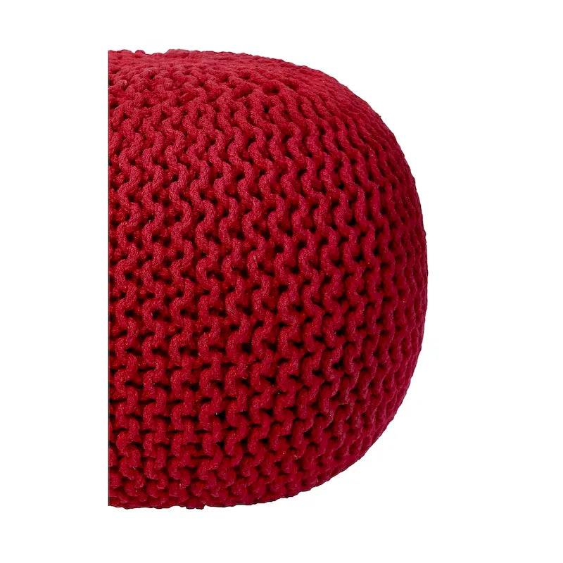 Pouf Tricoté à la Main Coton Corde Tressée Tressage Câble Ottomane - Repose-Pieds - Siège d'Appoint Meuble Pouf - Salon Enfants - 18x18x14