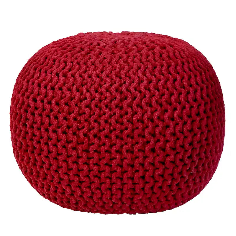 Pouf Tricoté à la Main Coton Corde Tressée Tressage Câble Ottomane - Repose-Pieds - Siège d'Appoint Meuble Pouf - Salon Enfants - 18x18x14