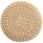Pouf Tricoté à la Main Coton Corde Tressée Tressage Câble Ottomane - Repose-Pieds - Siège d'Appoint Meuble Pouf - Salon Enfants - 18x18x14