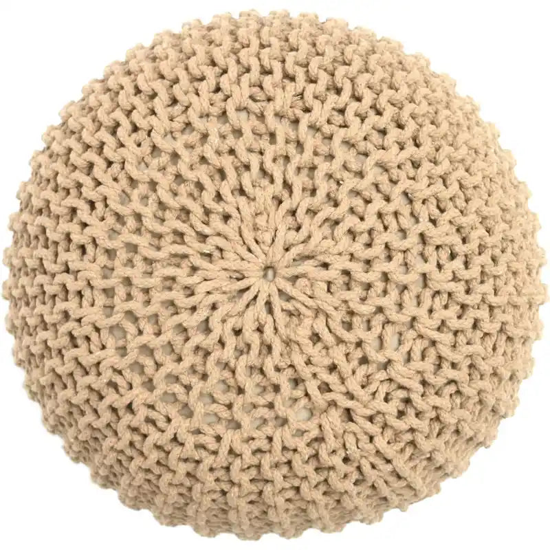 Pouf Tricoté à la Main Coton Corde Tressée Tressage Câble Ottomane - Repose-Pieds - Siège d'Appoint Meuble Pouf - Salon Enfants - 18x18x14