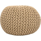 Pouf Tricoté à la Main Coton Corde Tressée Tressage Câble Ottomane - Repose-Pieds - Siège d'Appoint Meuble Pouf - Salon Enfants - 18x18x14