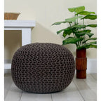 Pouf Tricoté à la Main Coton Corde Tressée Tressage Câble Ottomane - Repose-Pieds - Siège d'Appoint Meuble Pouf - Salon Enfants - 18x18x14