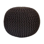 Pouf Tricoté à la Main Coton Corde Tressée Tressage Câble Ottomane - Repose-Pieds - Siège d'Appoint Meuble Pouf - Salon Enfants - 18x18x14