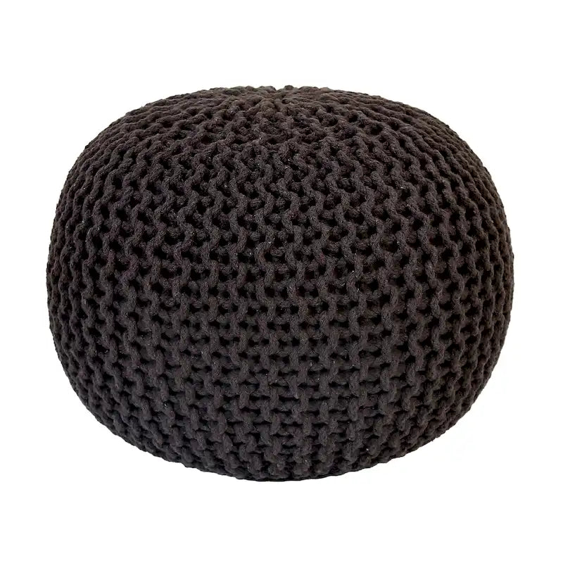Pouf Tricoté à la Main Coton Corde Tressée Tressage Câble Ottomane - Repose-Pieds - Siège d'Appoint Meuble Pouf - Salon Enfants - 18x18x14