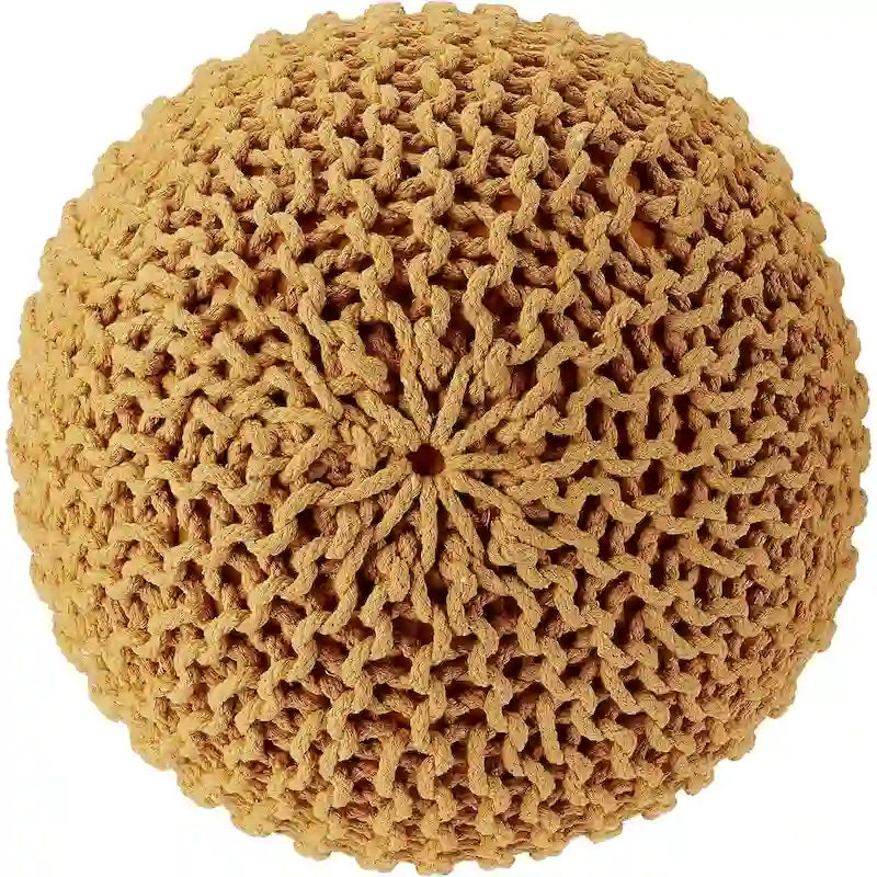 Pouf Tricoté à la Main Coton Corde Tressée Tressage Câble Ottomane - Repose-Pieds - Siège d'Appoint Meuble Pouf - Salon Enfants - 18x18x14