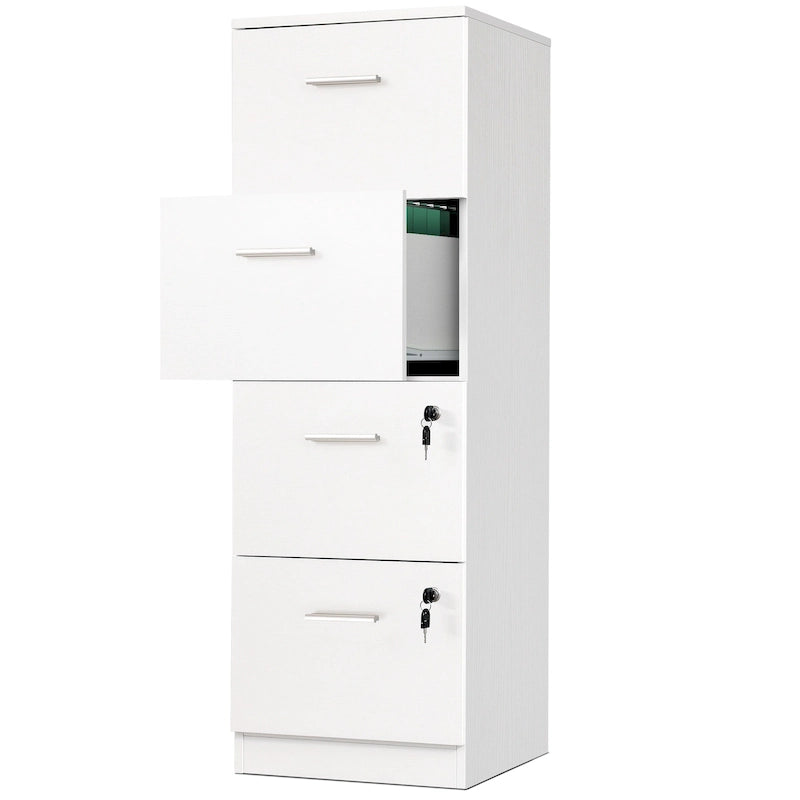 Classeur vertical verrouillable à 4 tiroirs de 51" – Rangement de bureau blanc