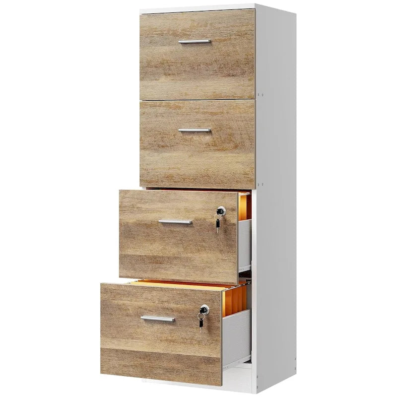 Classeur vertical verrouillable à 4 tiroirs de 51" – Rangement de bureau blanc