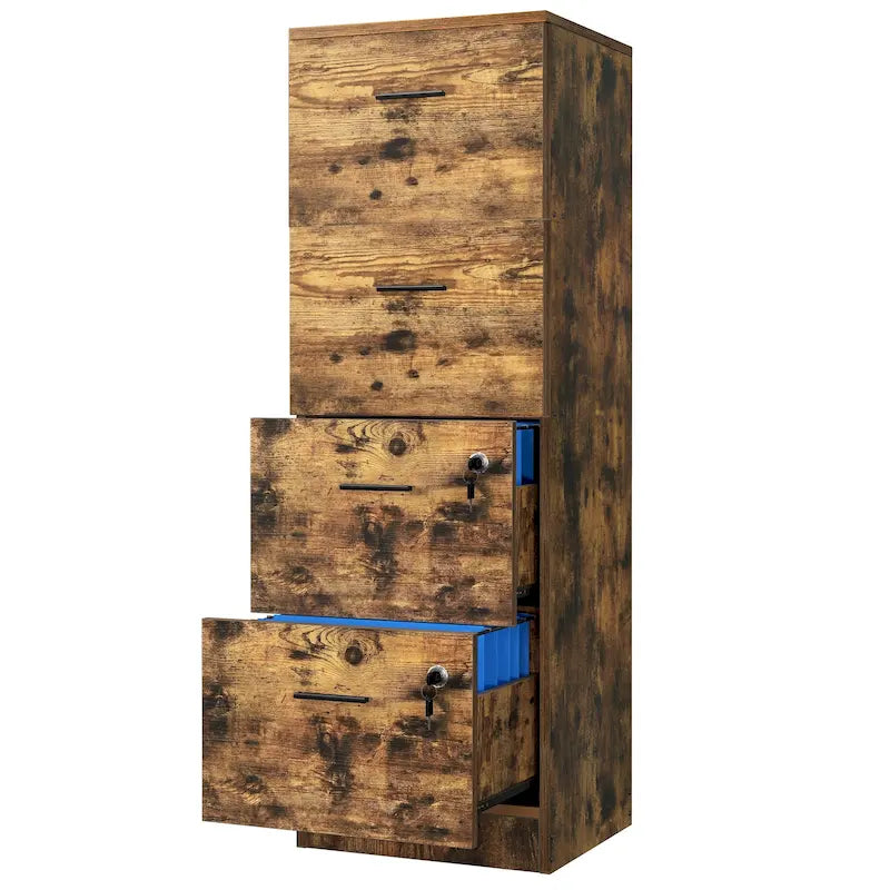 Classeur vertical verrouillable à 4 tiroirs de 51" – Rangement de bureau blanc