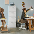 Classeur vertical verrouillable à 4 tiroirs de 51" – Rangement de bureau blanc
