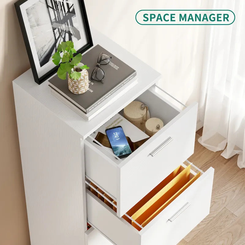 Classeur vertical verrouillable à 4 tiroirs de 51" – Rangement de bureau blanc