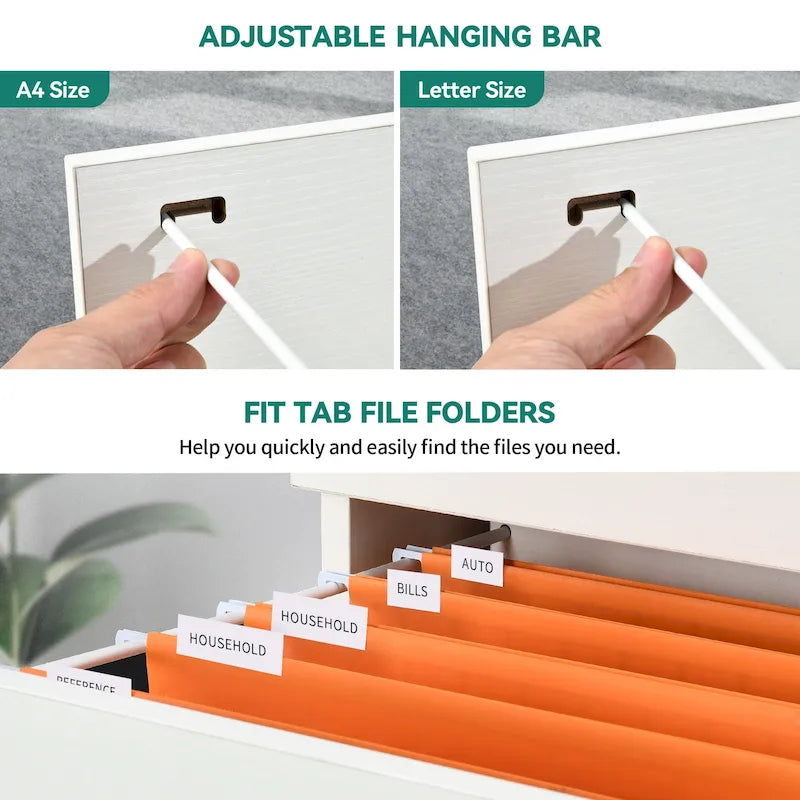 Classeur vertical verrouillable à 4 tiroirs de 51" – Rangement de bureau blanc