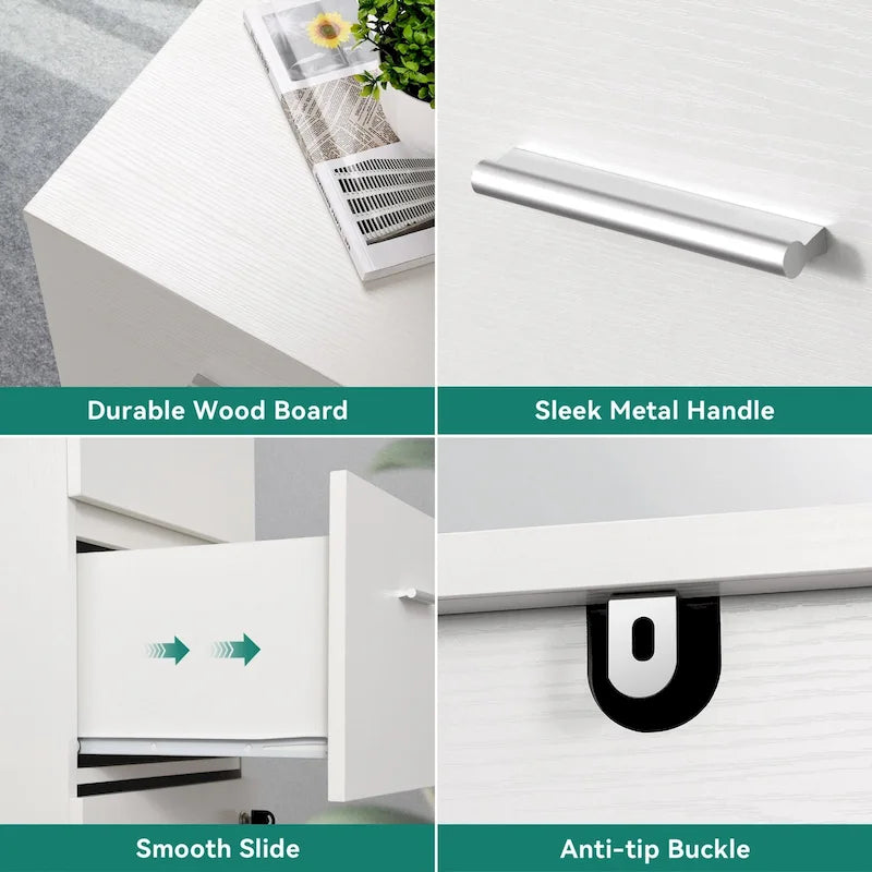 Classeur vertical verrouillable à 4 tiroirs de 51" – Rangement de bureau blanc