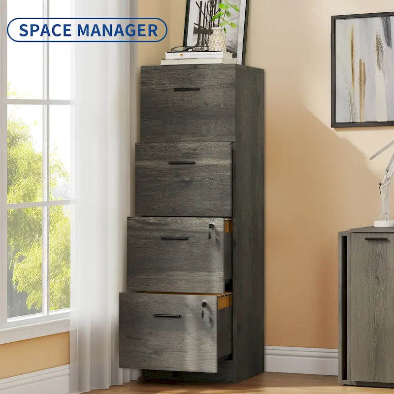 Classeur vertical verrouillable à 4 tiroirs de 51" – Rangement de bureau blanc