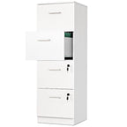 Classeur vertical verrouillable à 4 tiroirs de 51" – Rangement de bureau blanc