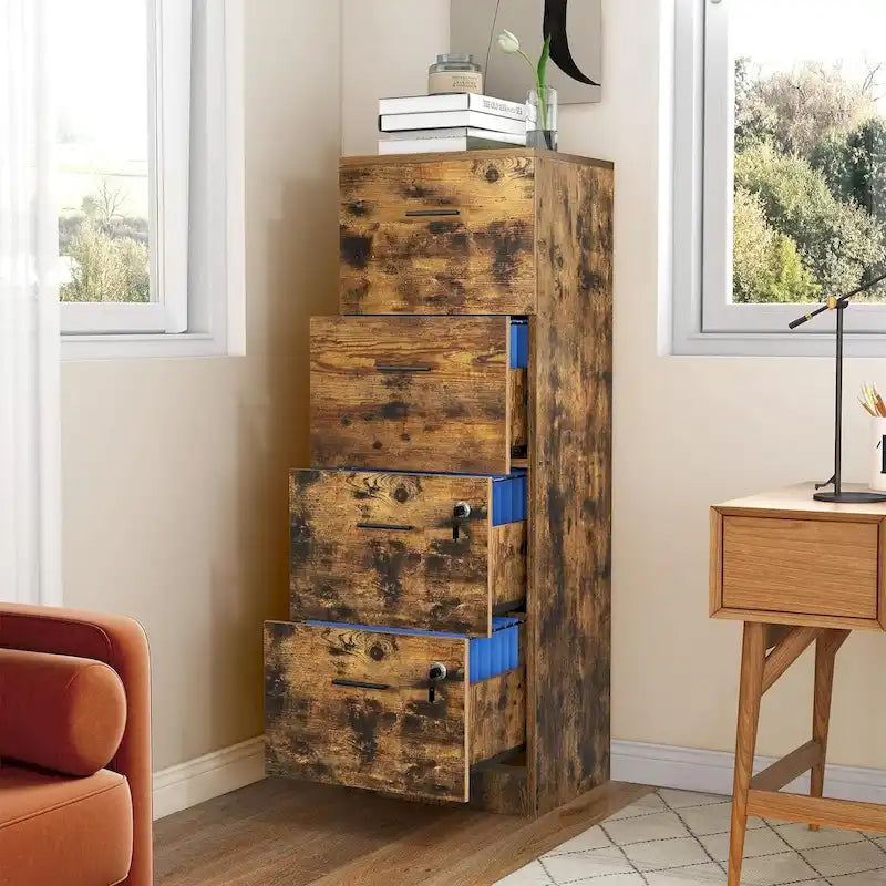 Classeur vertical verrouillable à 4 tiroirs de 51" – Rangement de bureau blanc