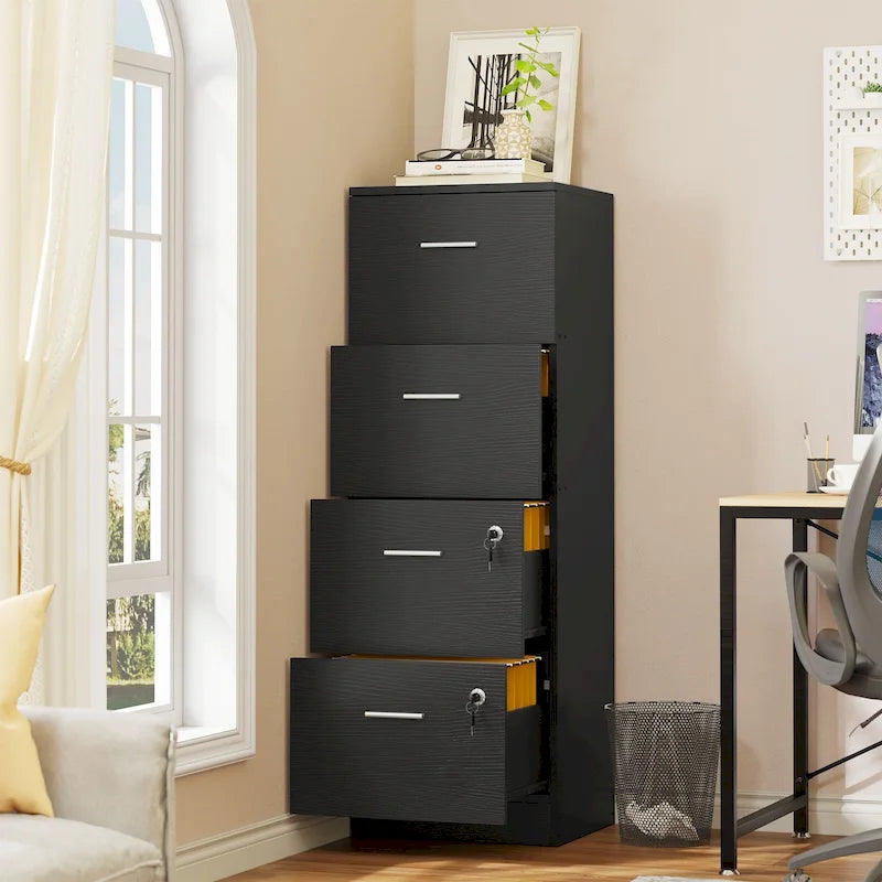 Classeur vertical verrouillable à 4 tiroirs de 51" – Rangement de bureau blanc