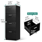 Classeur vertical verrouillable à 4 tiroirs de 51" – Rangement de bureau blanc