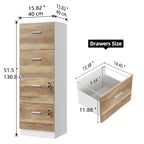 Classeur vertical verrouillable à 4 tiroirs de 51" – Rangement de bureau blanc