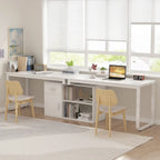 Bureau d'angle réversible blanc avec tiroir, étagères et armoire – Bureau d'ordinateur pour bureau à domicile