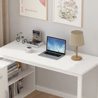 Bureau d'angle réversible blanc avec tiroir, étagères et armoire – Bureau d'ordinateur pour bureau à domicile