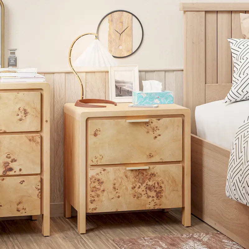COZAYH Fully-Assembled Farmhouse Nightstand, Rustic Distressed Wood Retro Accent Dresser, Chest of Drawers,Boho