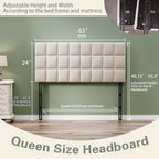 Tête de lit Queen pliable et rembourrée pour lit Queen