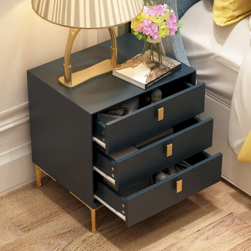 Table de chevet à 3 tiroirs – Table de chevet de style moderne du milieu du siècle