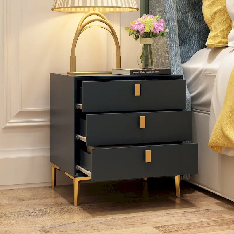 Table de chevet à 3 tiroirs – Table de chevet de style moderne du milieu du siècle