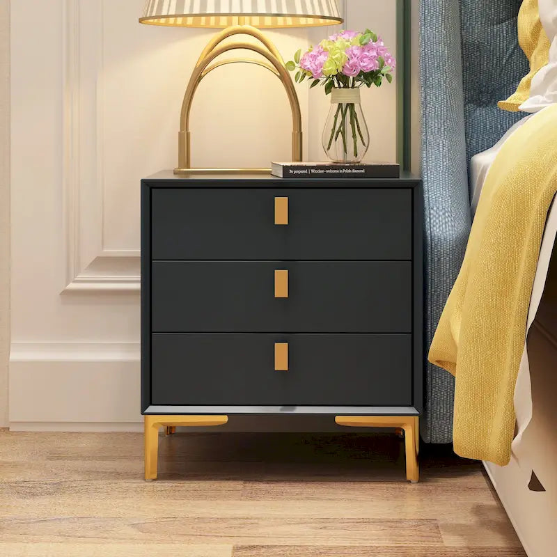 Table de chevet à 3 tiroirs – Table de chevet de style moderne du milieu du siècle