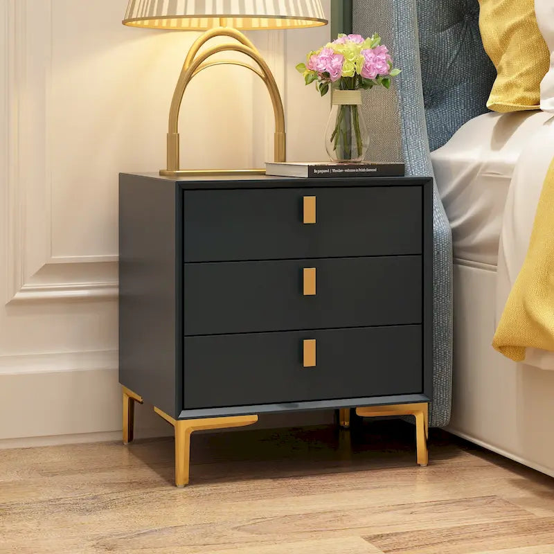 Table de chevet à 3 tiroirs – Table de chevet de style moderne du milieu du siècle