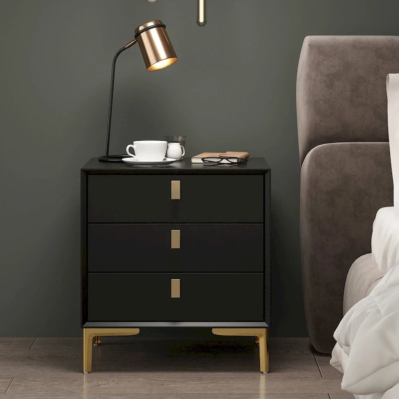 Table de chevet à 3 tiroirs – Table de chevet de style moderne du milieu du siècle