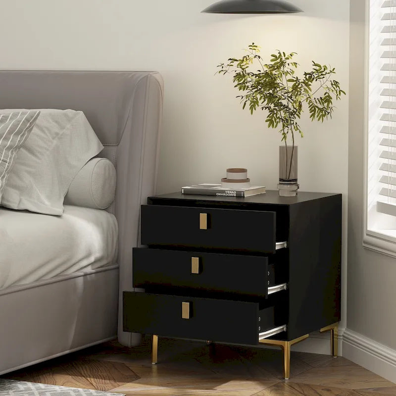 Table de chevet à 3 tiroirs – Table de chevet de style moderne du milieu du siècle