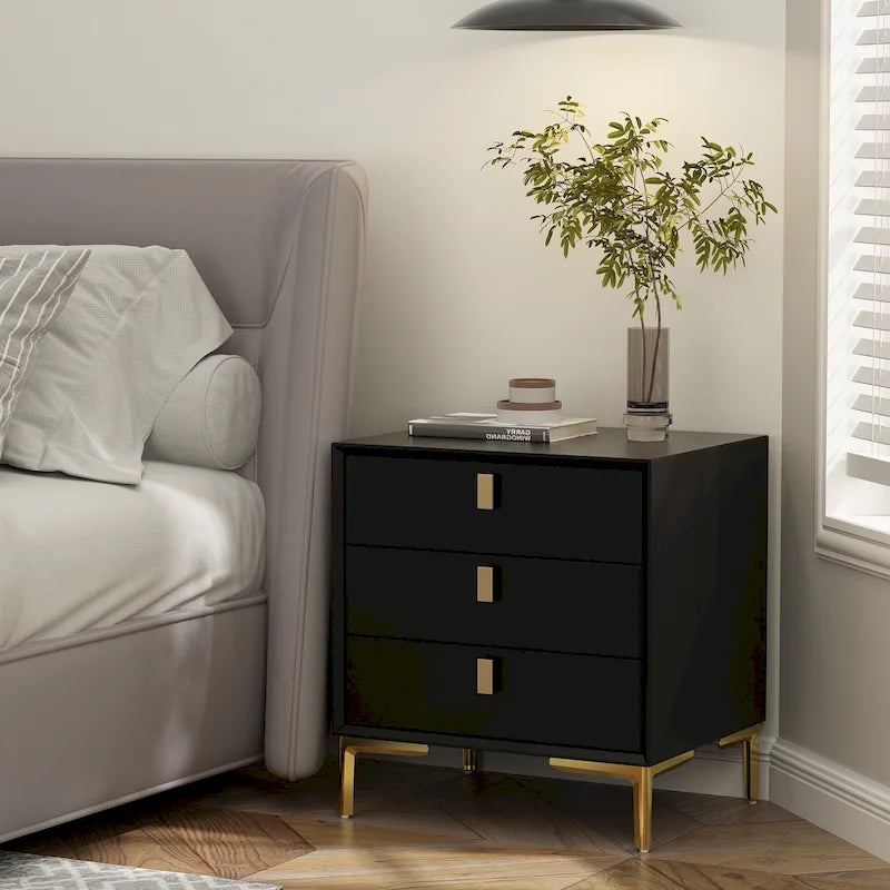 Table de chevet à 3 tiroirs – Table de chevet de style moderne du milieu du siècle